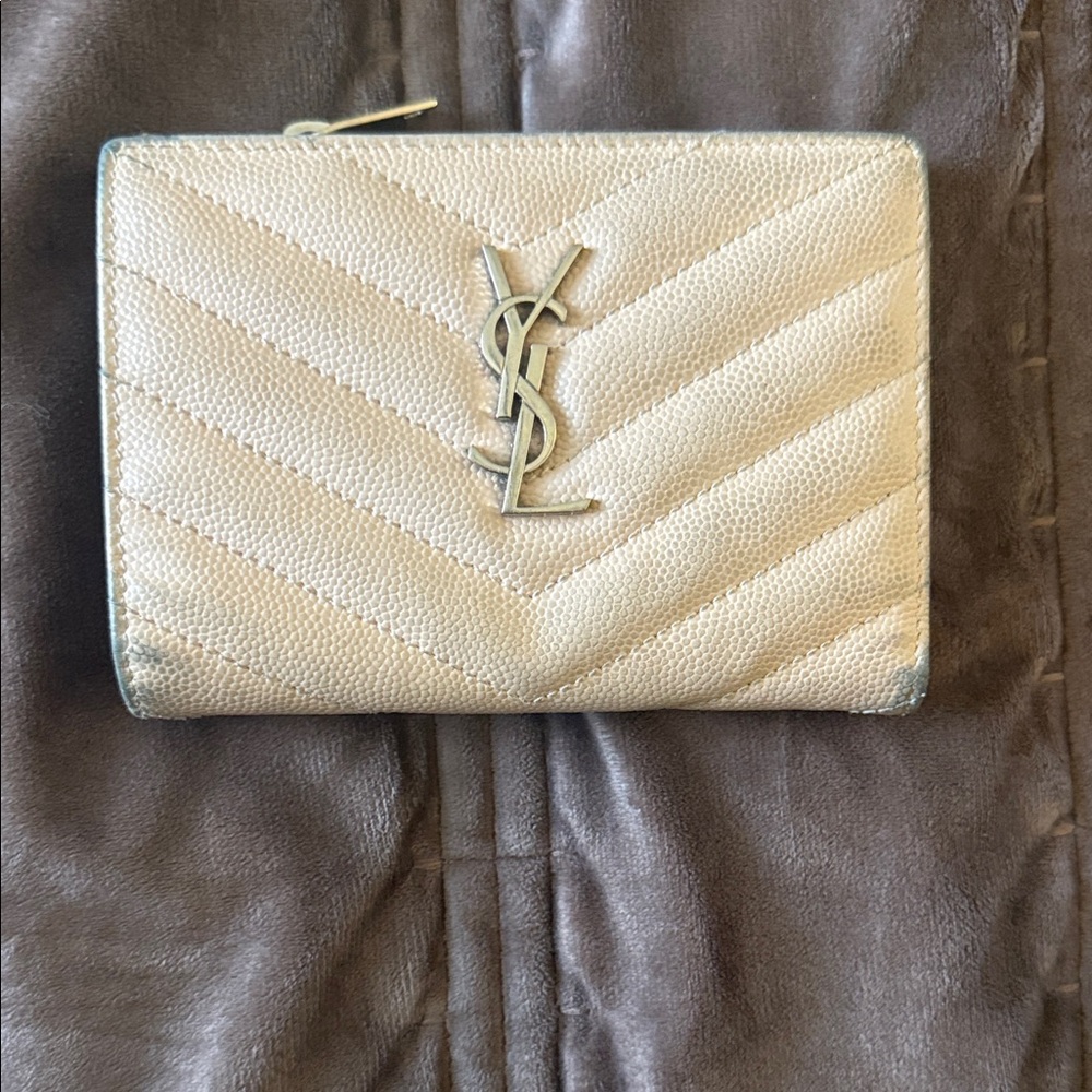 Yves Saint Laurent Beige Quilted Wallet